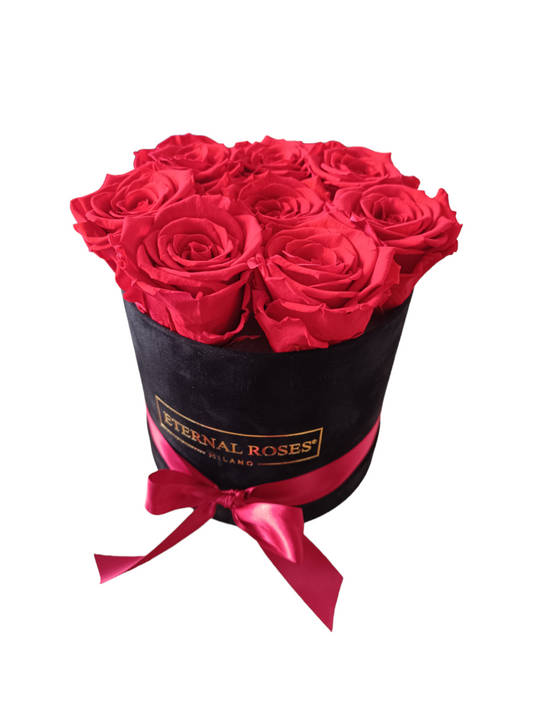 Box Luxury Black M – Konservierte rote Rosen