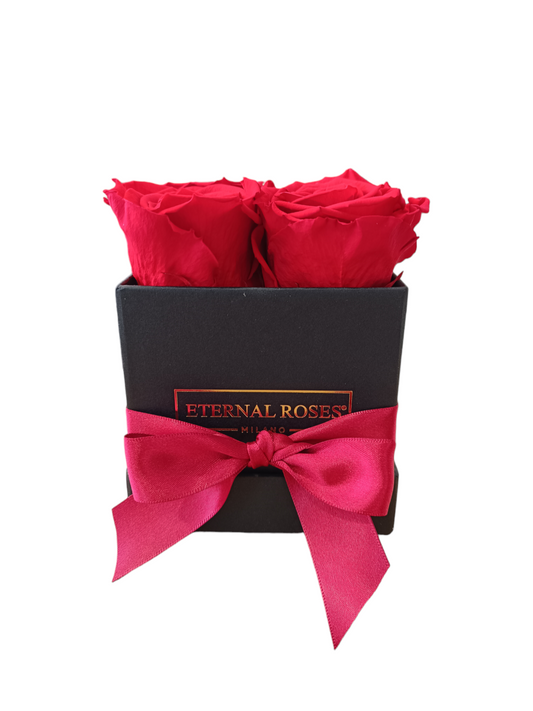Box Square Black S - Stabilisierte rote Rosen