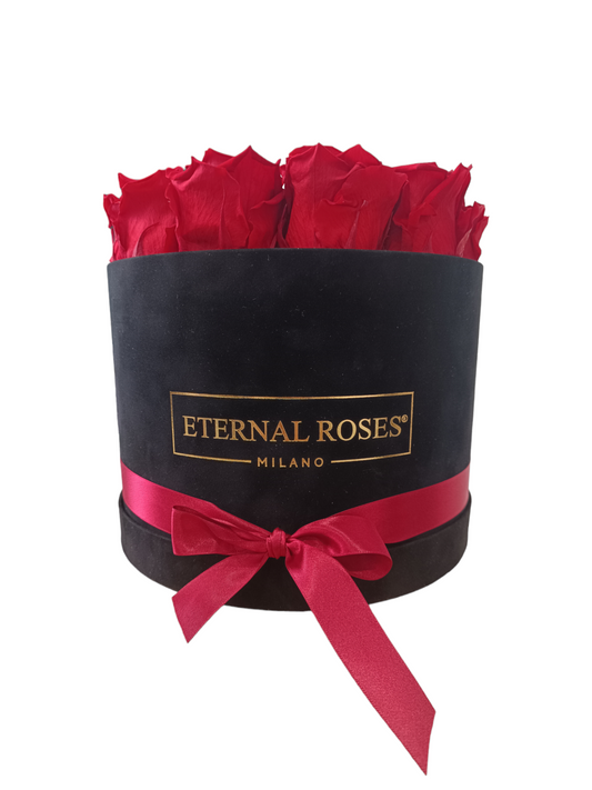 Box Luxury Black L - Konservierte rote Rosen