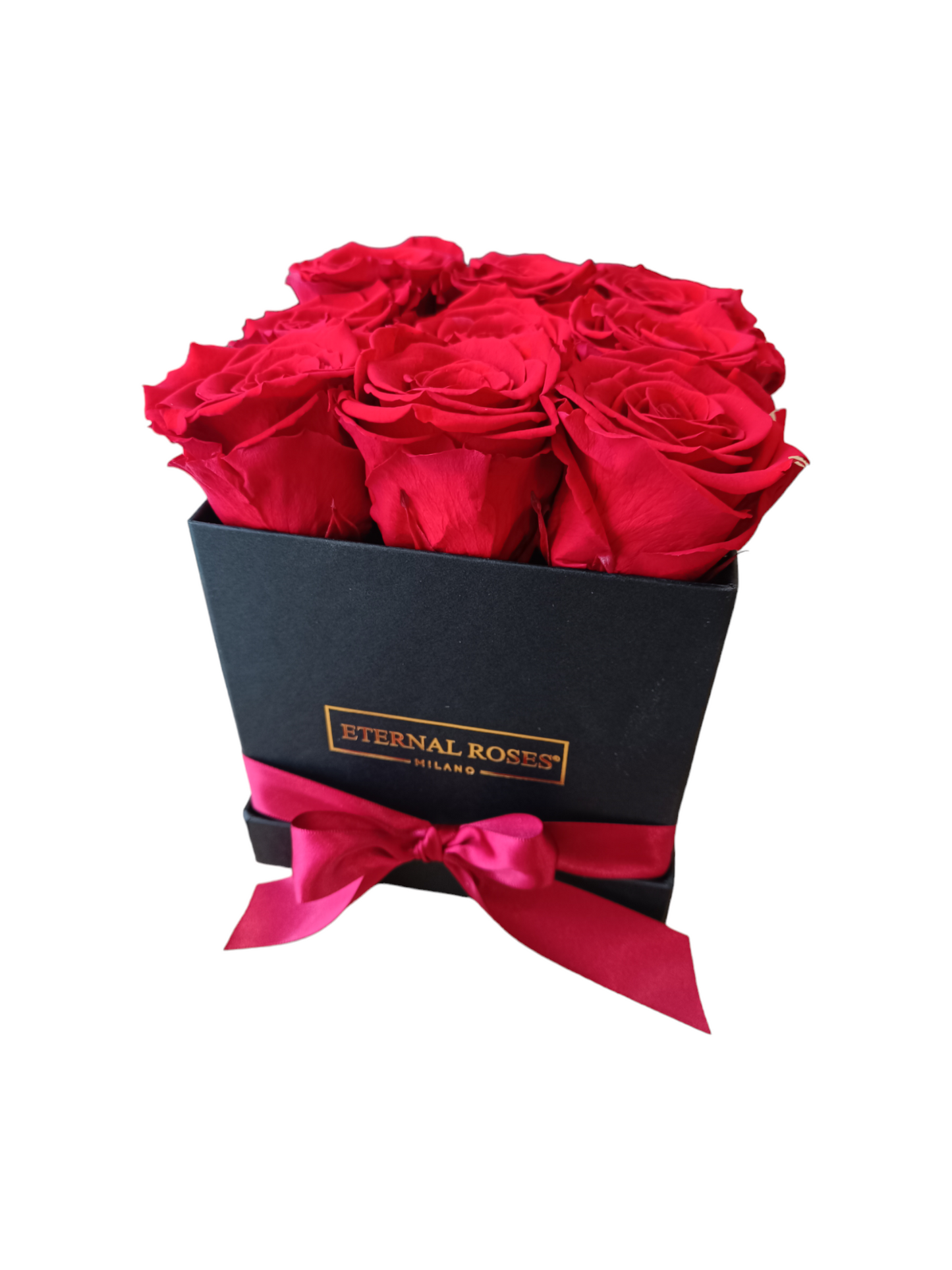 Box Square Black M - Stabilisierte rote Rosen